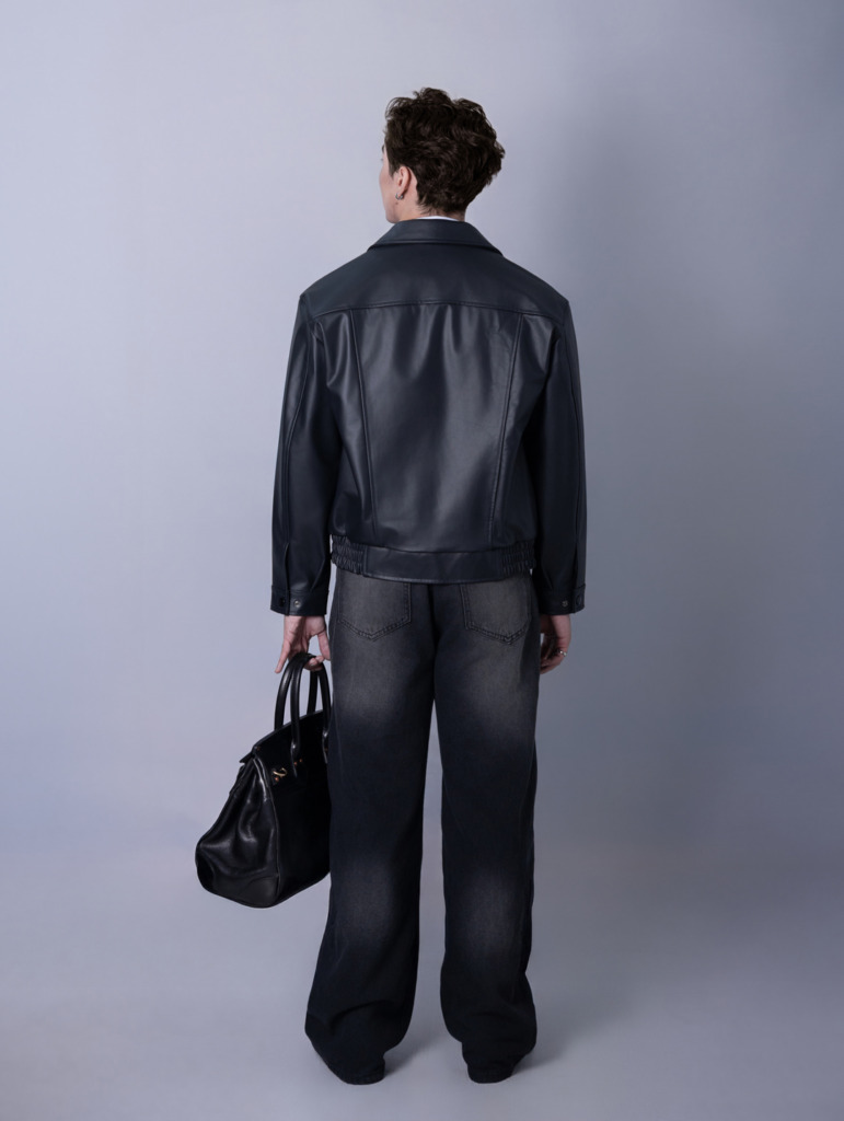 VINCENT BOXY BOMBER JACKET - Đen - Ảnh 12