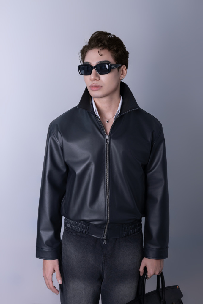 VINCENT BOXY BOMBER JACKET - Đen - Ảnh 15