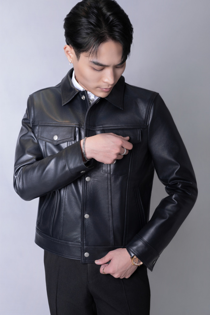 JOAQUIN TRUCKER LEATHER JACKET - Đen - Ảnh 7