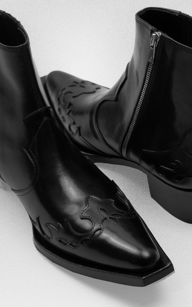 SANTIAGO WESTERN BOOTS - Đen - Ảnh 7