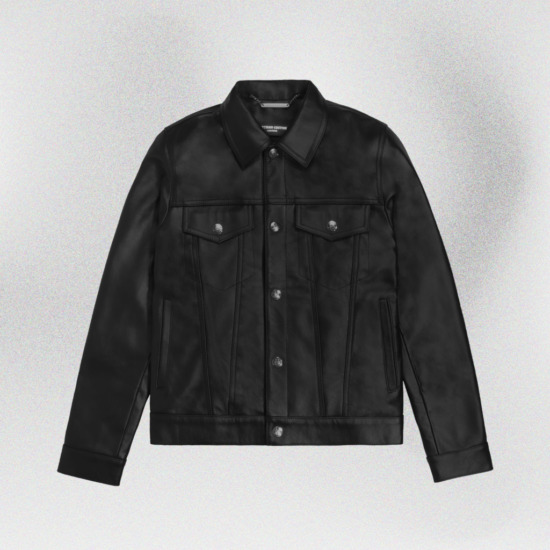 JOAQUIN TRUCKER LEATHER JACKET - Đen