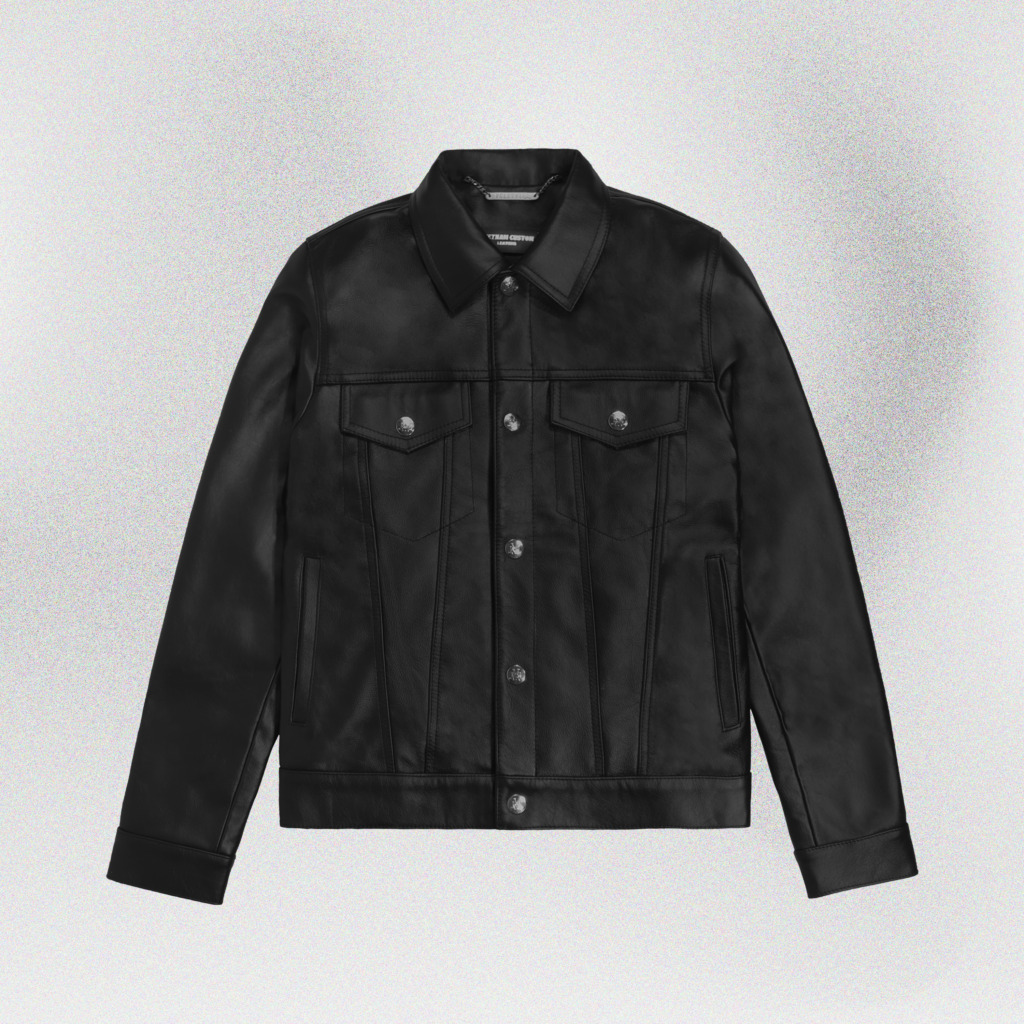 JOAQUIN TRUCKER LEATHER JACKET - Đen