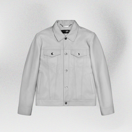 JOAQUIN TRUCKER LEATHER JACKET - Trắng