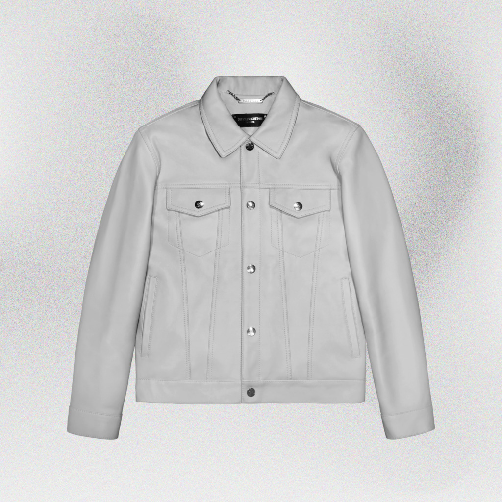 JOAQUIN TRUCKER LEATHER JACKET - Trắng