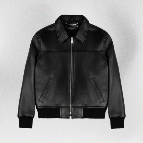 MOBSTER BOMBER LEATHER JACKET - Đen