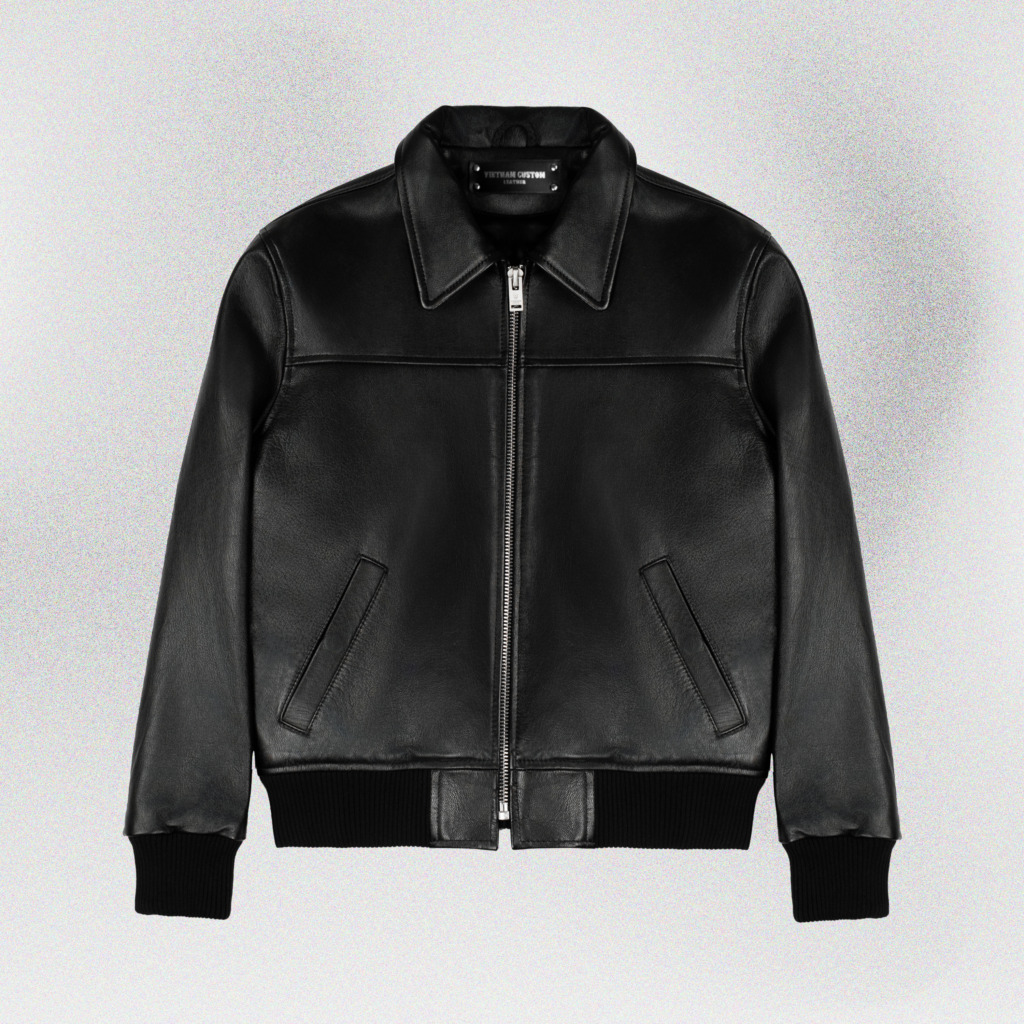 MOBSTER BOMBER LEATHER JACKET - Đen