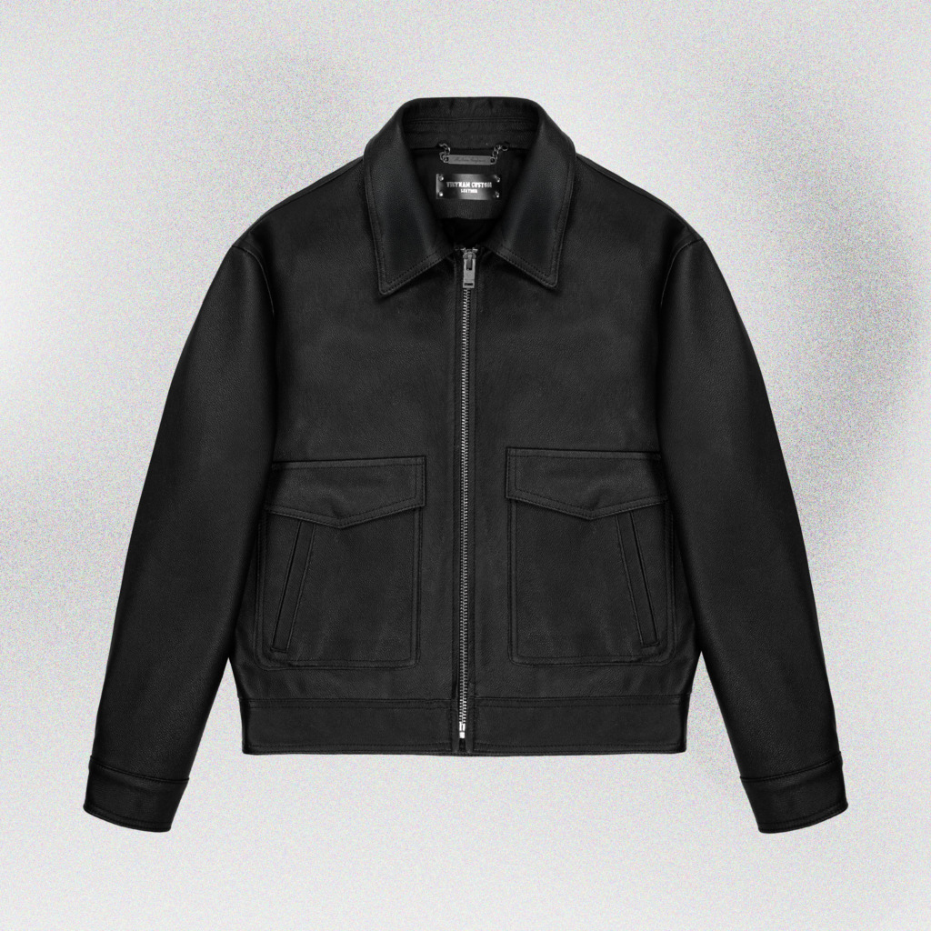 RAFAEL BOXY LEATHER JACKET - Đen