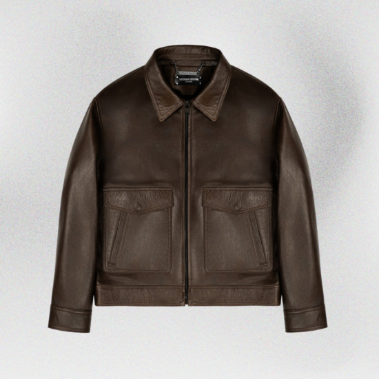 RAFAEL BOXY LEATHER JACKET - Nâu