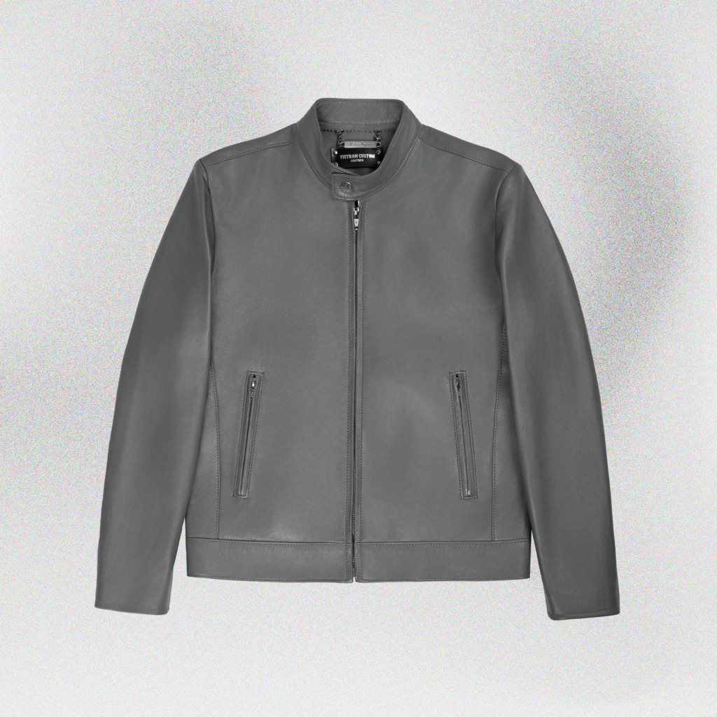 YAKUZA RACER LEATHER JACKET bản xám ghi