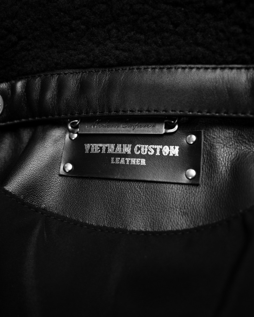 AVIATOR BOMBER LEATHER JACKET - Đen - Ảnh 5