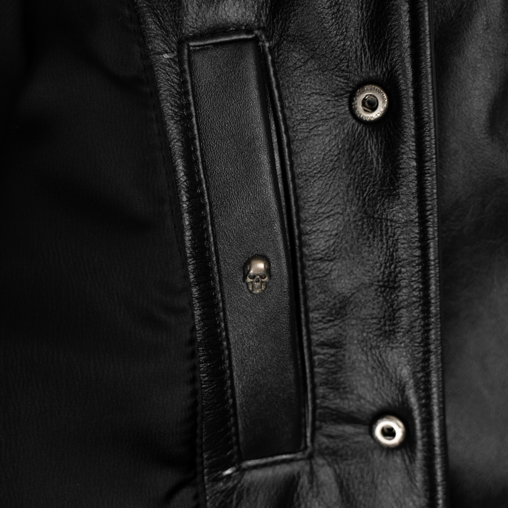 TEDDY VARSITY LEATHER JACKET - Đen - Ảnh 9