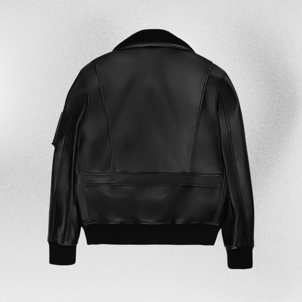 AVIATOR BOMBER LEATHER JACKET - Đen - Ảnh 2