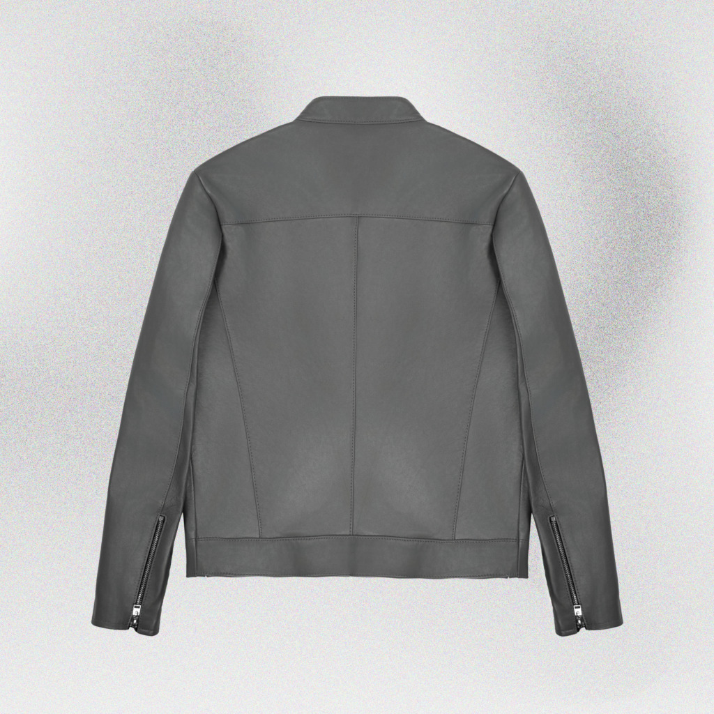YAKUZA RACER LEATHER JACKET - Gray - Image 2