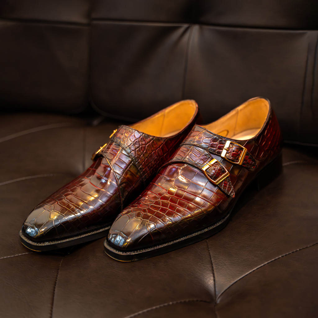 VITO DOUBLE MONKTRAP CROCODILE - Nâu chocolate - Ảnh 2