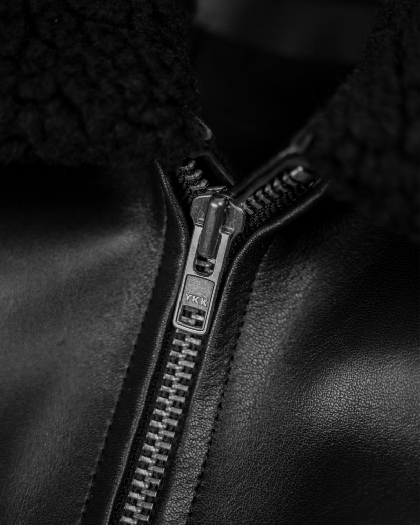 AVIATOR BOMBER LEATHER JACKET - Đen - Ảnh 3