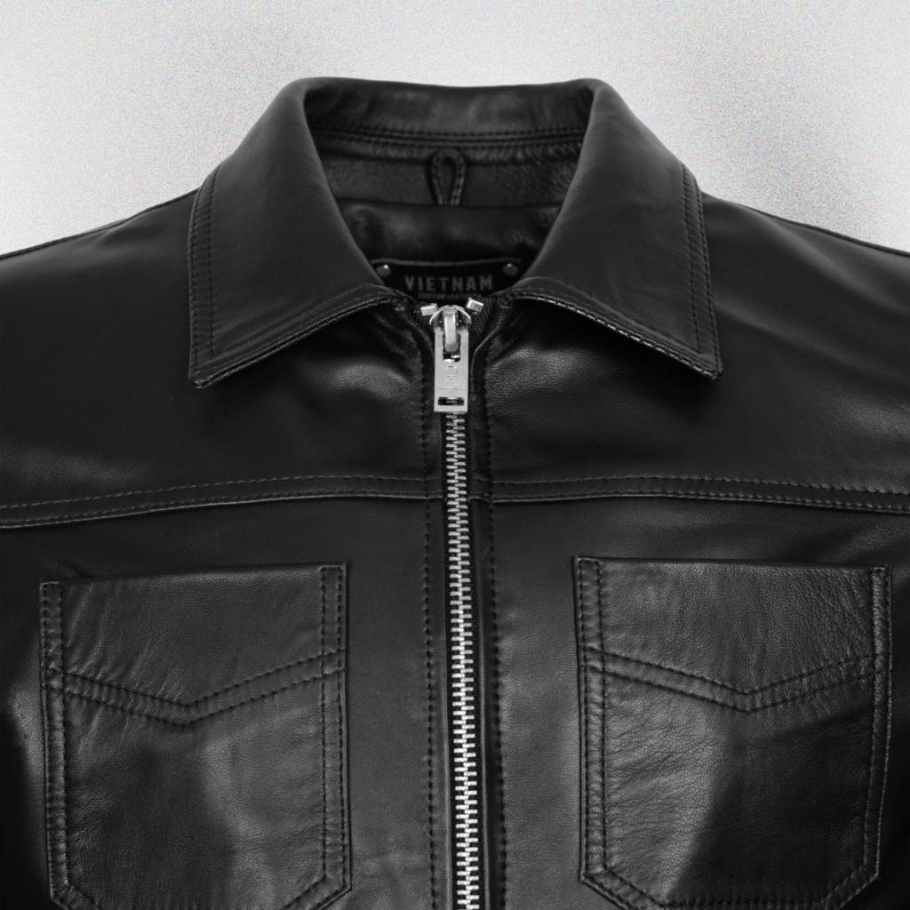 LEONARD BLOUSON LEATHER JACKET - Đen - Ảnh 3