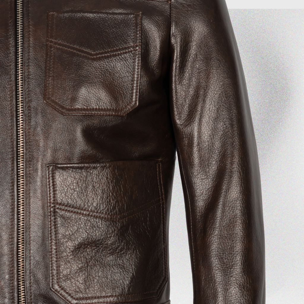LEONARD BLOUSON LEATHER JACKET - Nâu chocolate - Ảnh 3