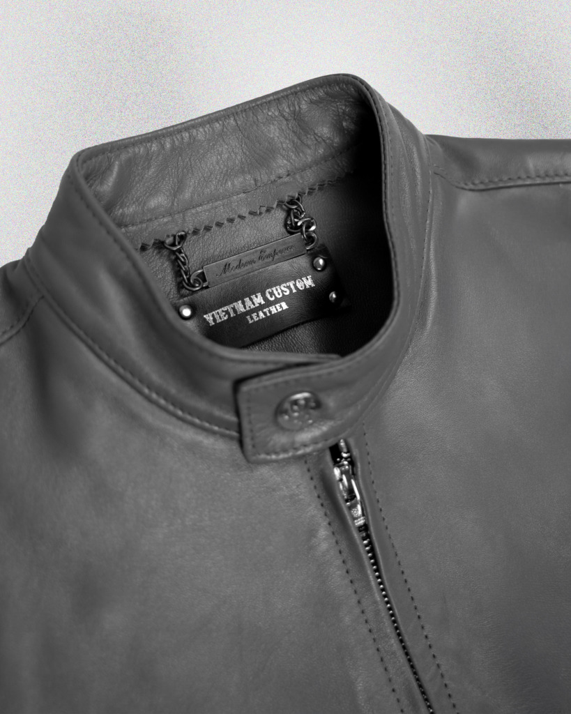 YAKUZA RACER LEATHER JACKET - Gray - Image 3