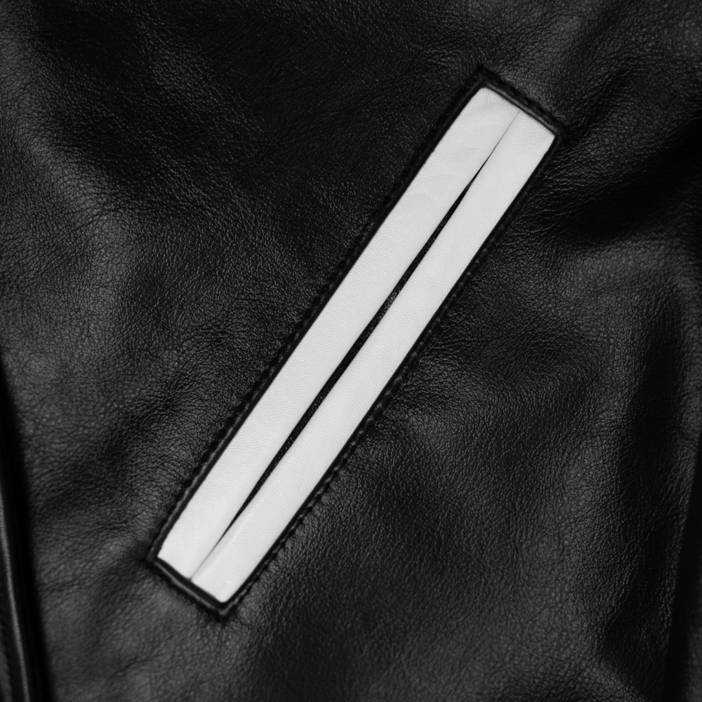 TEDDY VARSITY LEATHER JACKET - Đen - Ảnh 6