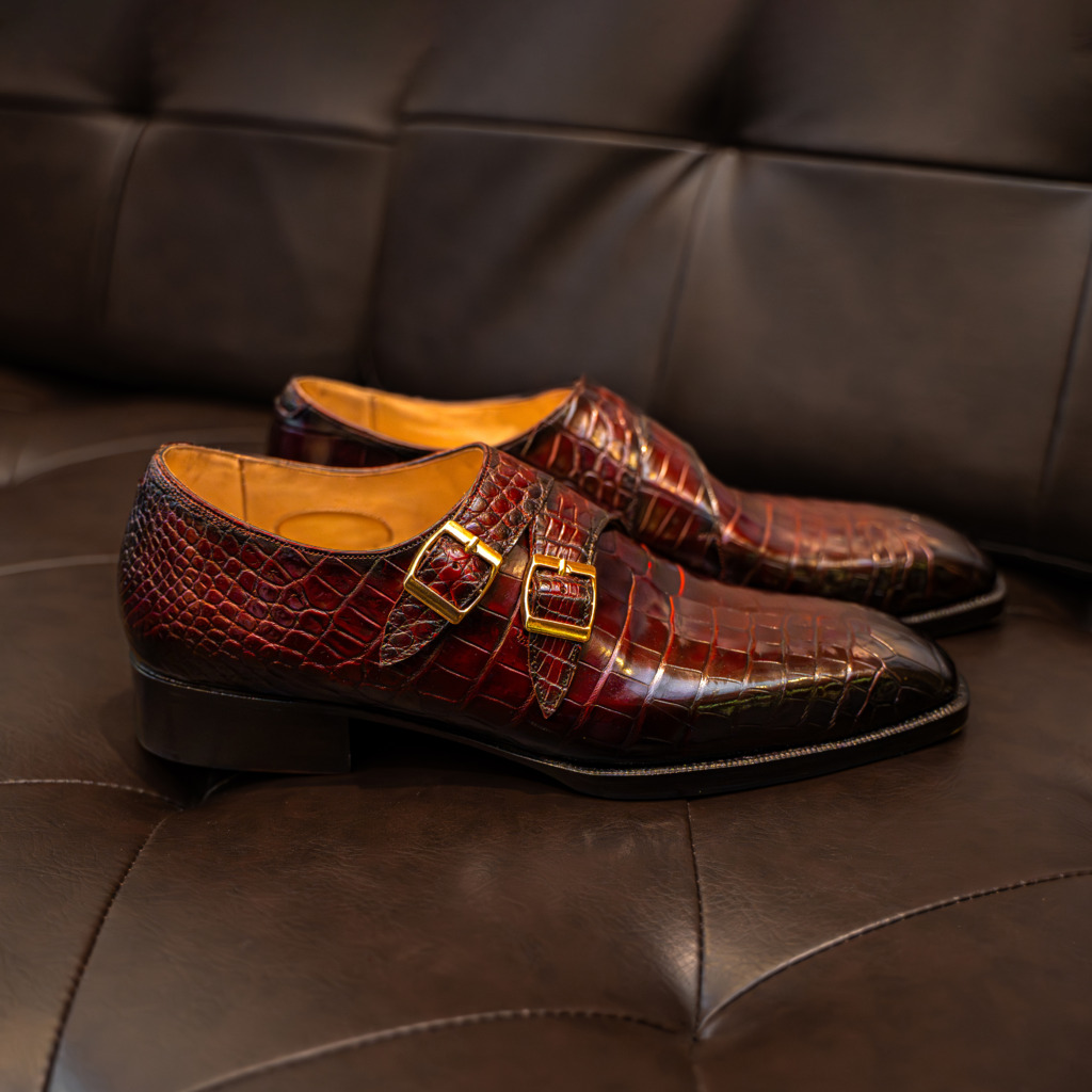 VITO DOUBLE MONKTRAP CROCODILE - Nâu chocolate - Ảnh 4