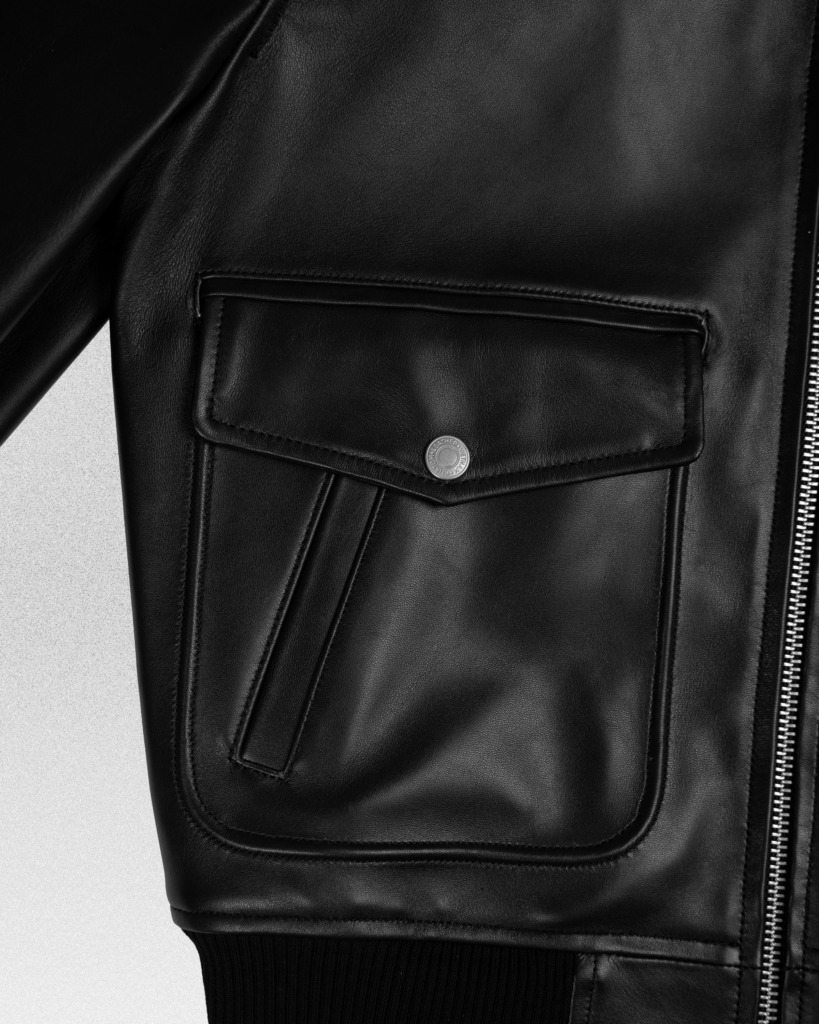 AVIATOR BOMBER LEATHER JACKET - Đen - Ảnh 6