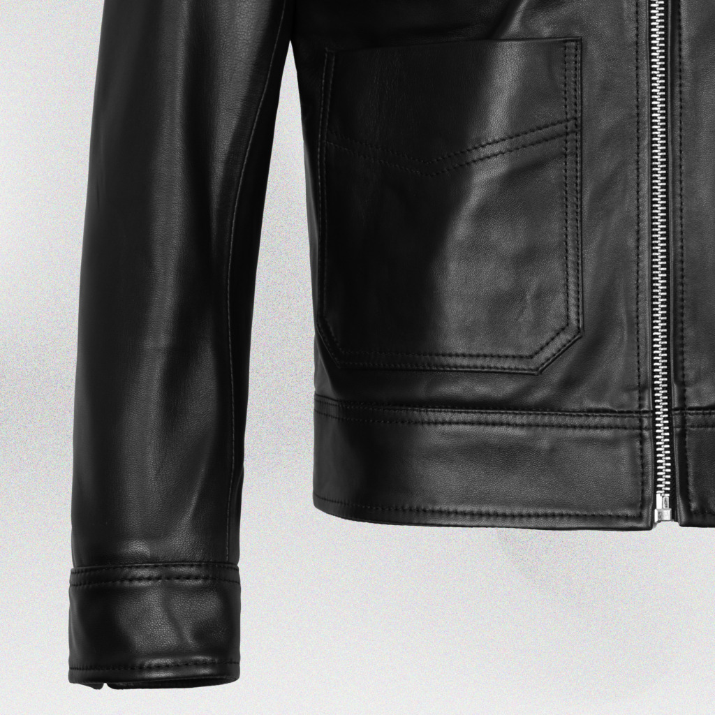 LEONARD BLOUSON LEATHER JACKET - Đen - Ảnh 5