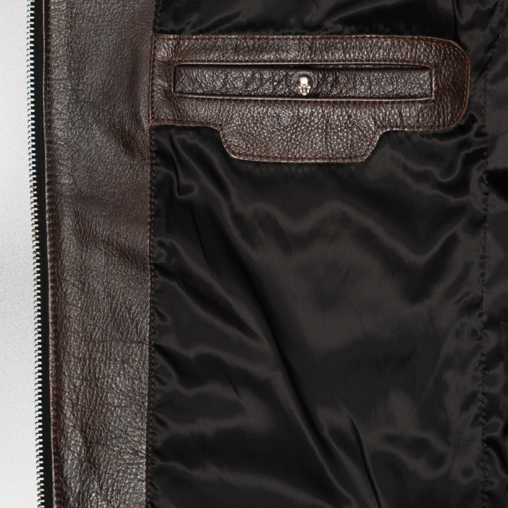 LEONARD BLOUSON LEATHER JACKET - Nâu chocolate - Ảnh 5