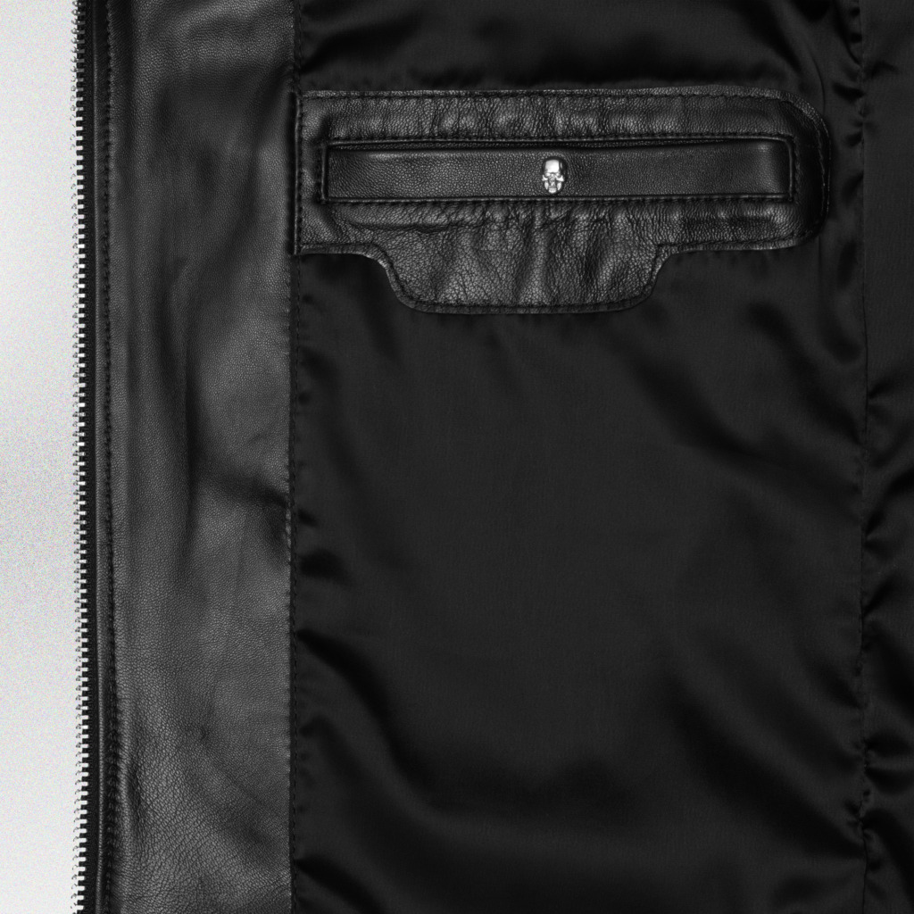 LEONARD BLOUSON LEATHER JACKET - Đen - Ảnh 4
