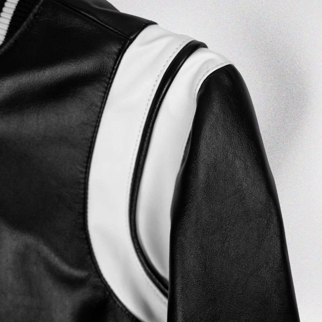 TEDDY VARSITY LEATHER JACKET - Đen - Ảnh 5