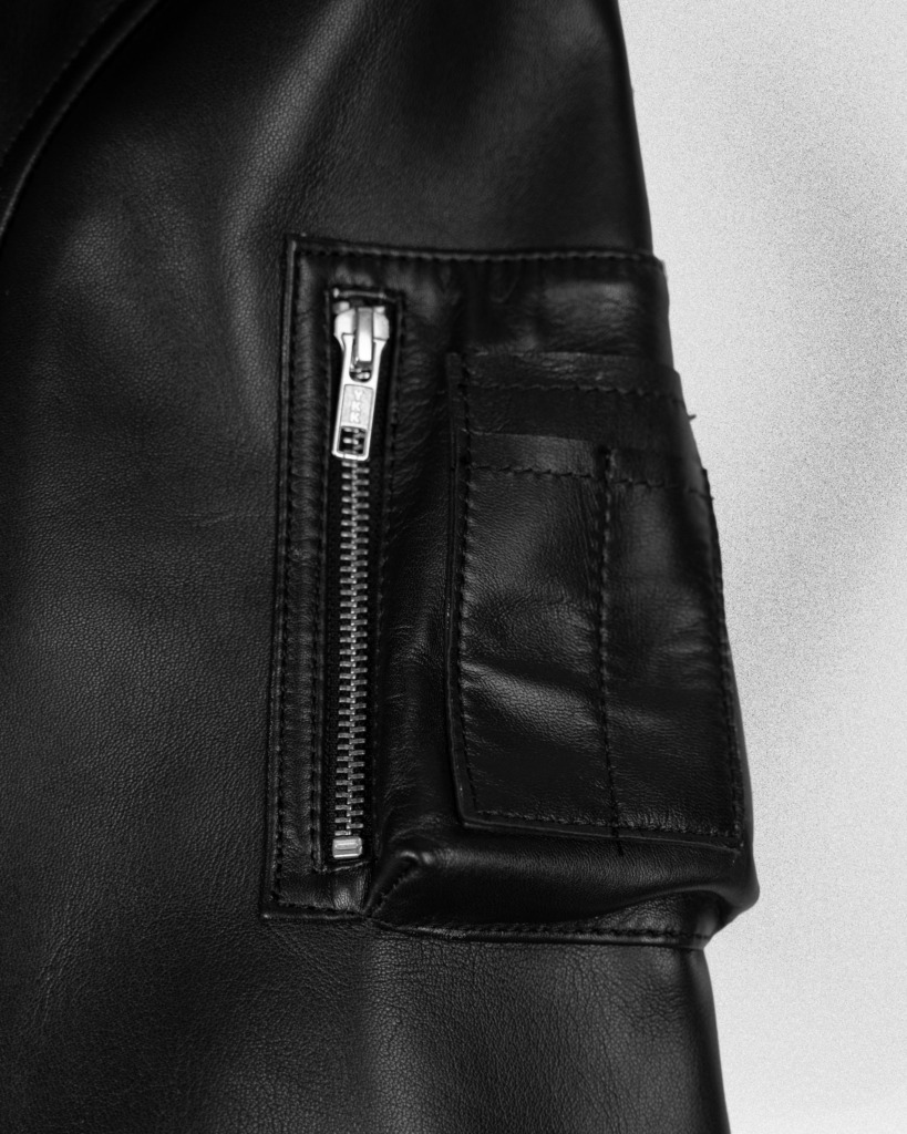 AVIATOR BOMBER LEATHER JACKET - Đen - Ảnh 10