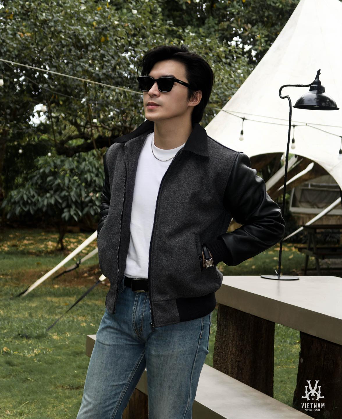 GRAYSON VARSITY JACKET - Smoke gray - Image 14