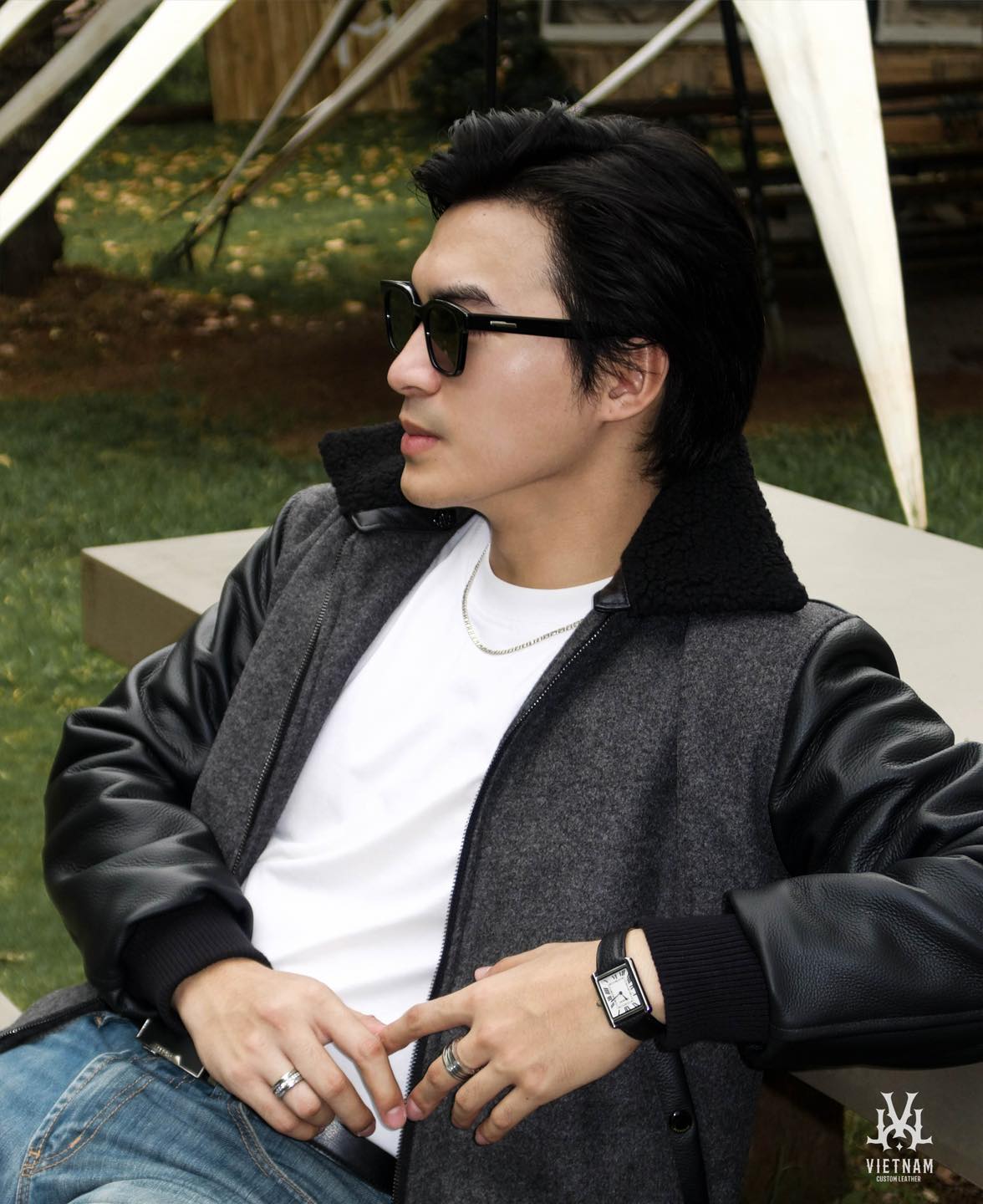GRAYSON VARSITY JACKET - Smoke gray - Image 15