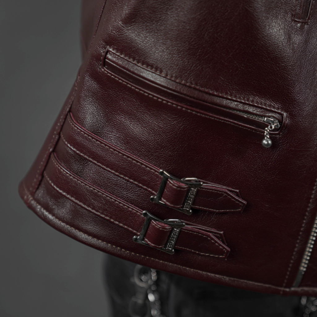 TERMINATOR BIKER JACKET - Đỏ rượu - Ảnh 5