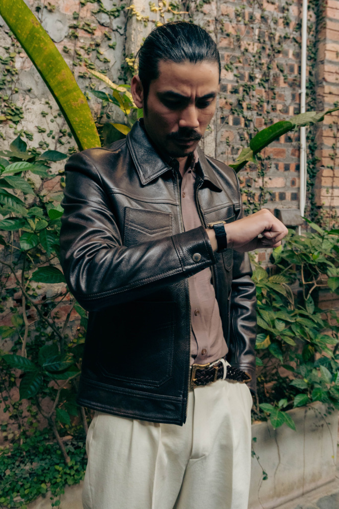 LEONARD BLOUSON LEATHER JACKET - Nâu chocolate - Ảnh 9