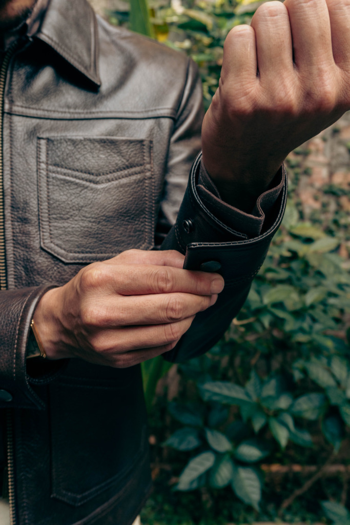 LEONARD BLOUSON LEATHER JACKET - Nâu chocolate - Ảnh 15