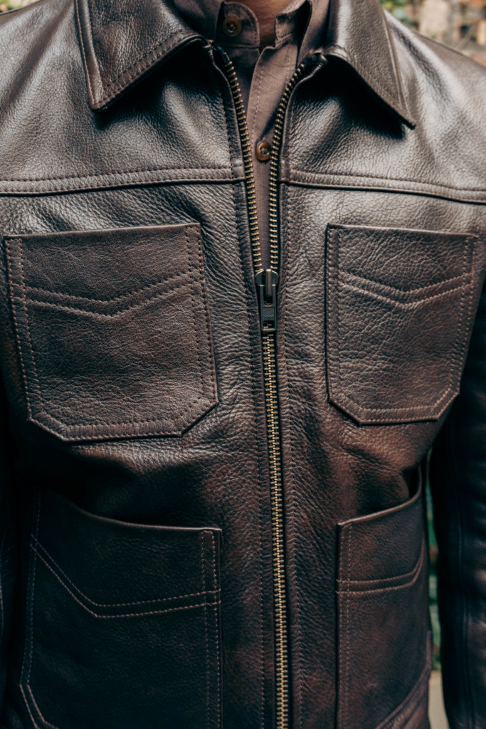 LEONARD BLOUSON LEATHER JACKET - Nâu chocolate - Ảnh 16