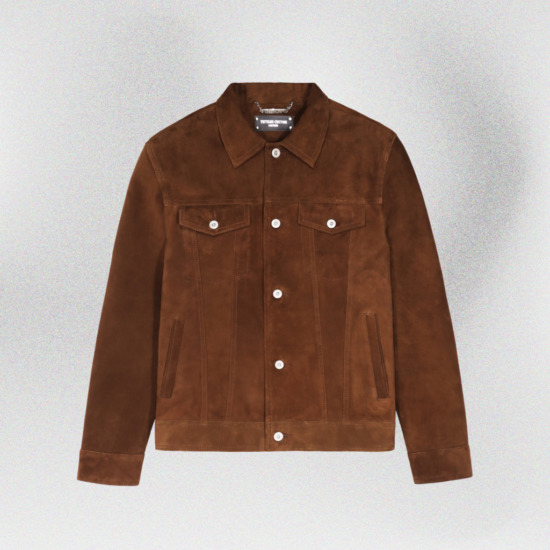 JOAQUIN TRUCKER SUEDE JACKET - Nâu