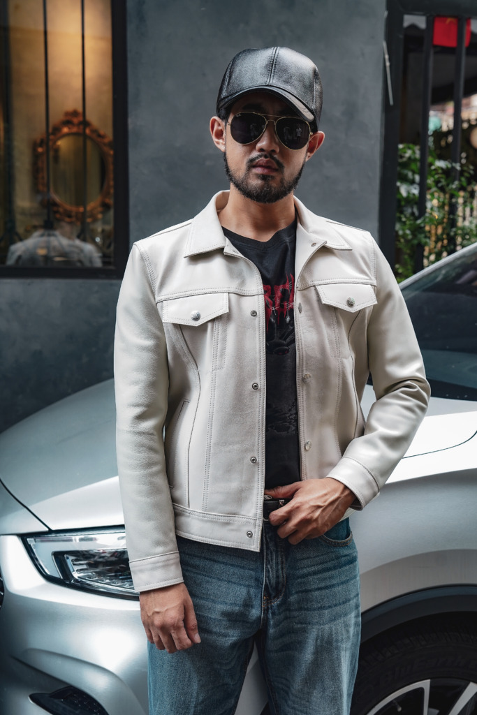 JOAQUIN TRUCKER LEATHER JACKET - Trắng - Ảnh 3