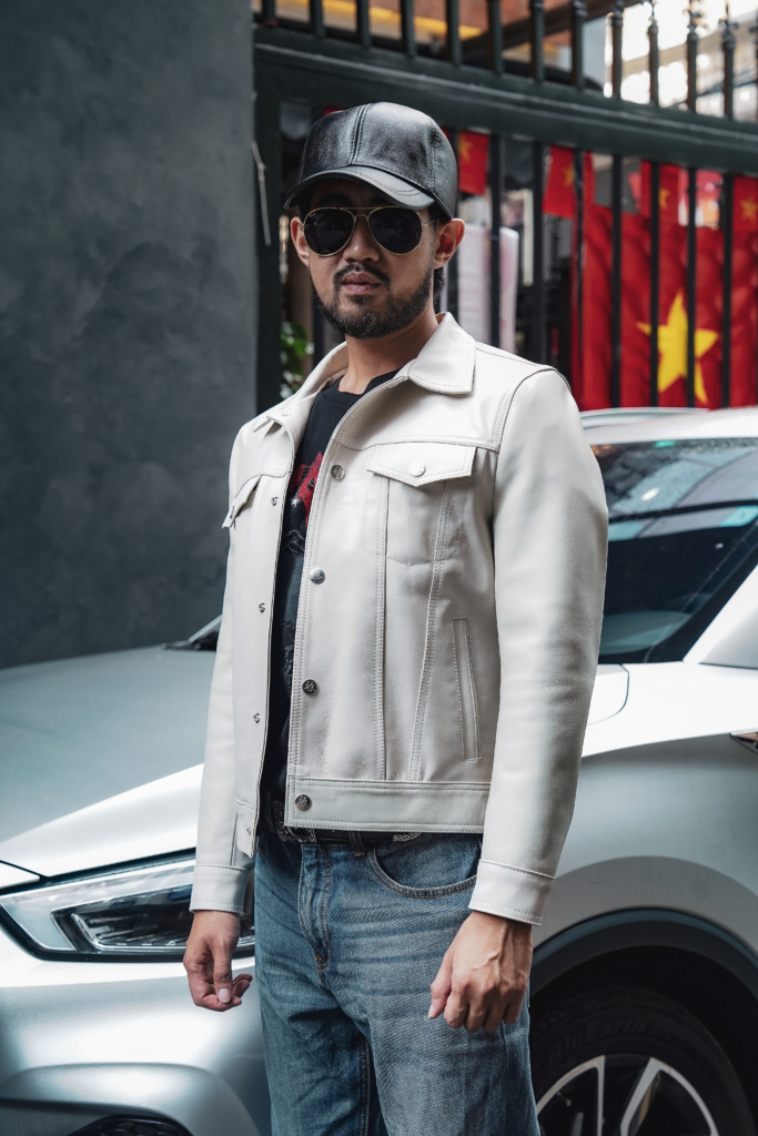 JOAQUIN TRUCKER LEATHER JACKET - Trắng - Ảnh 4