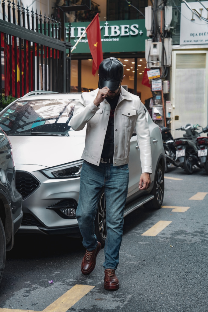 JOAQUIN TRUCKER LEATHER JACKET - Trắng - Ảnh 5
