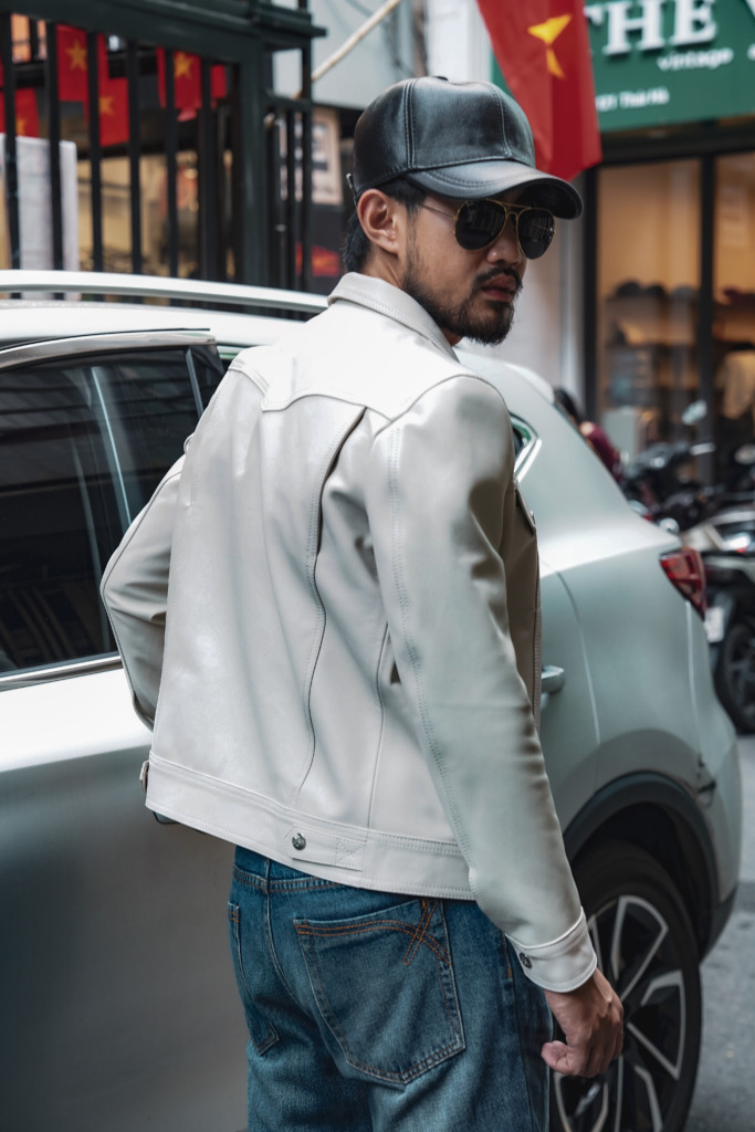 JOAQUIN TRUCKER LEATHER JACKET - Trắng - Ảnh 7