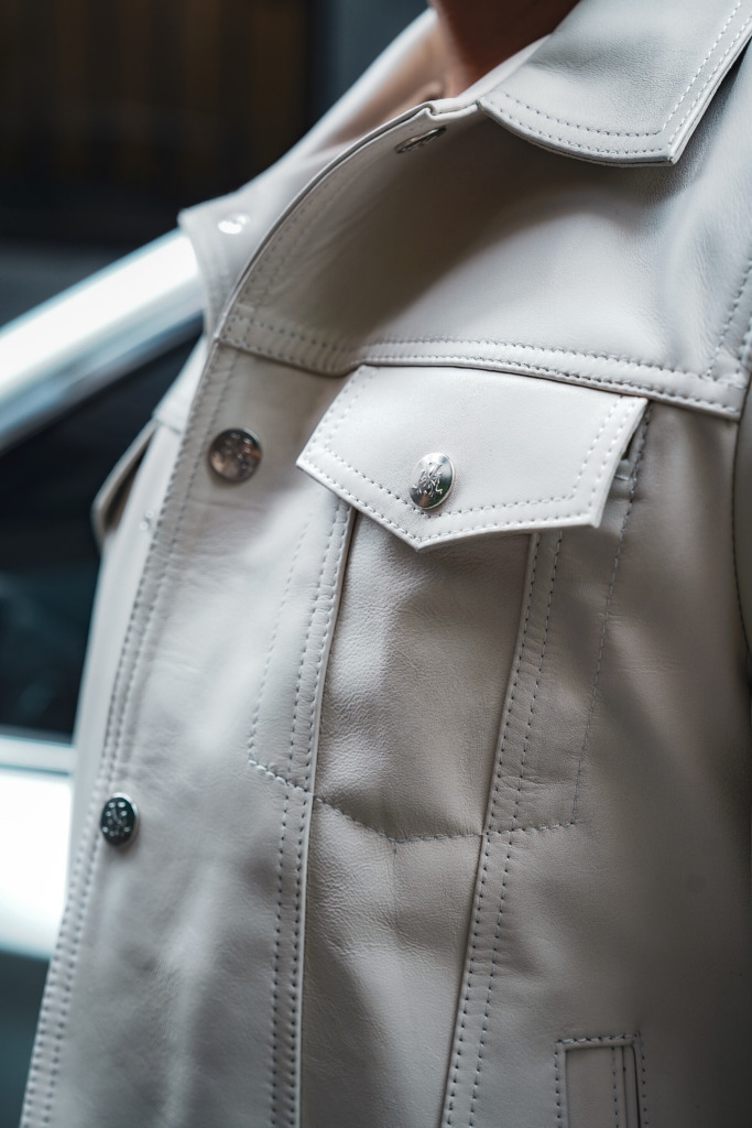JOAQUIN TRUCKER LEATHER JACKET - Trắng - Ảnh 8