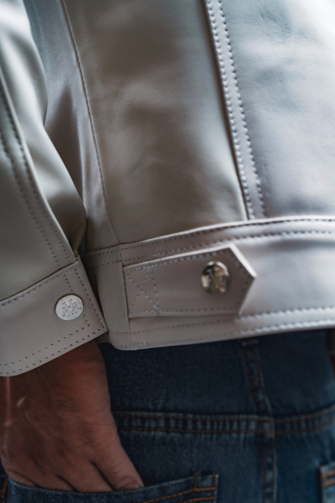 JOAQUIN TRUCKER LEATHER JACKET - Trắng - Ảnh 10