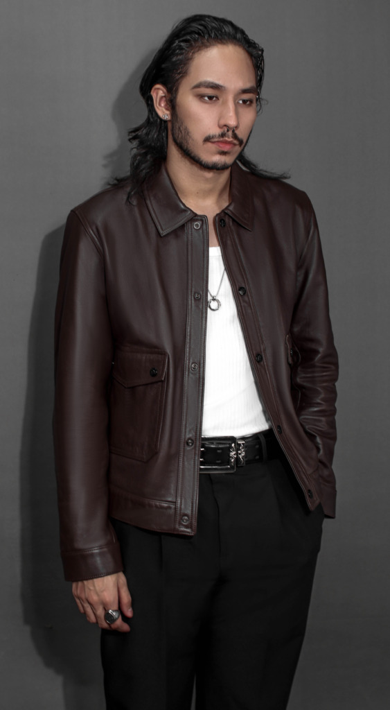 MTP BLOUSON LEATHER JACKET - Chocolate Brown - Image 3