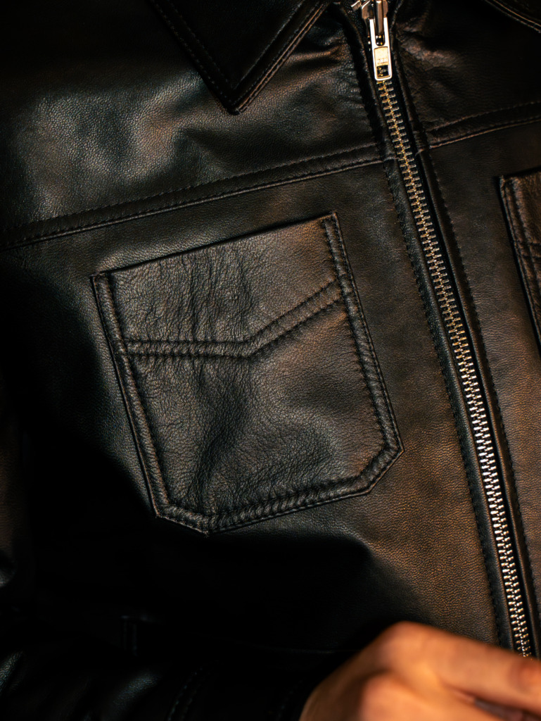 LEONARD BLOUSON LEATHER JACKET - Đen - Ảnh 11