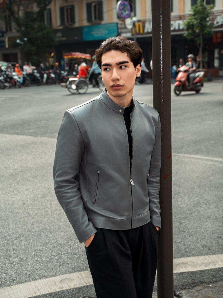 YAKUZA RACER LEATHER JACKET - Gray - Image 13