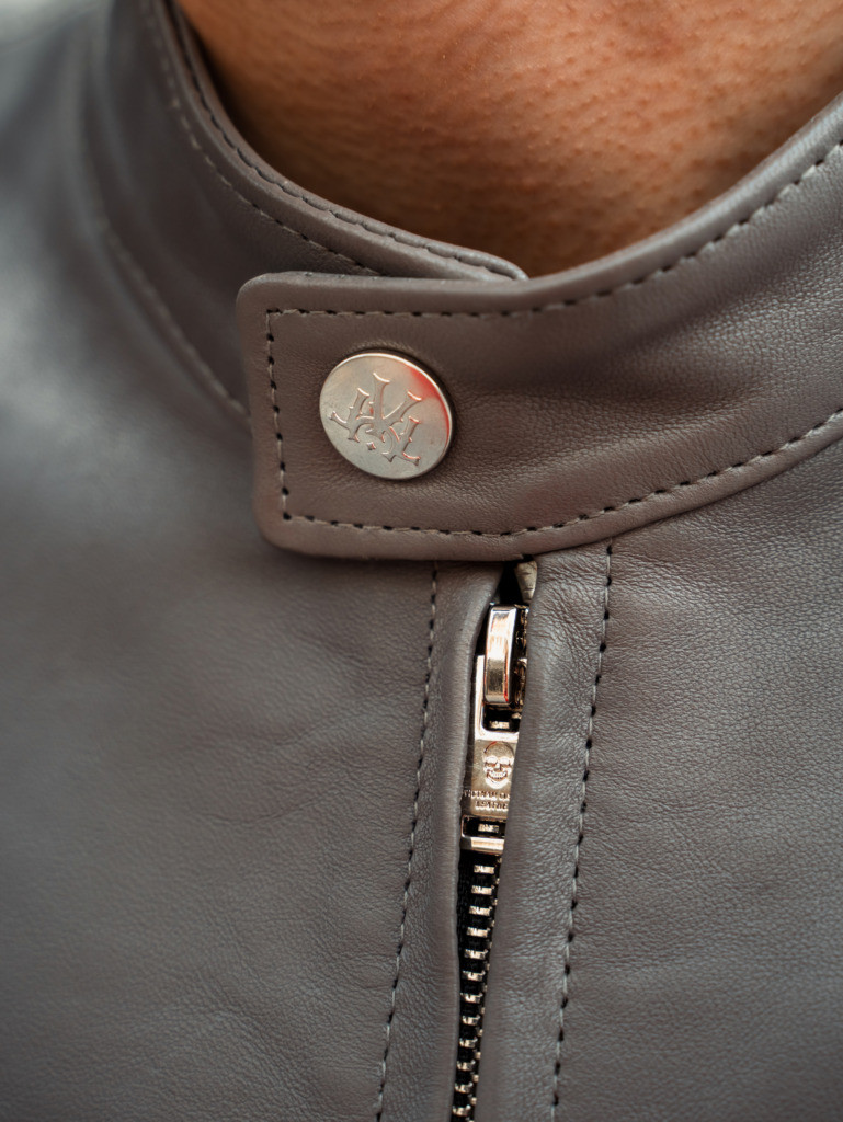 YAKUZA RACER LEATHER JACKET - Gray - Image 18