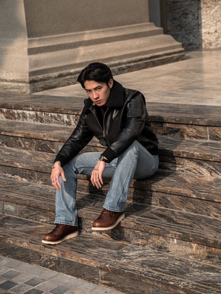 AVIATOR BOMBER LEATHER JACKET - Đen - Ảnh 18