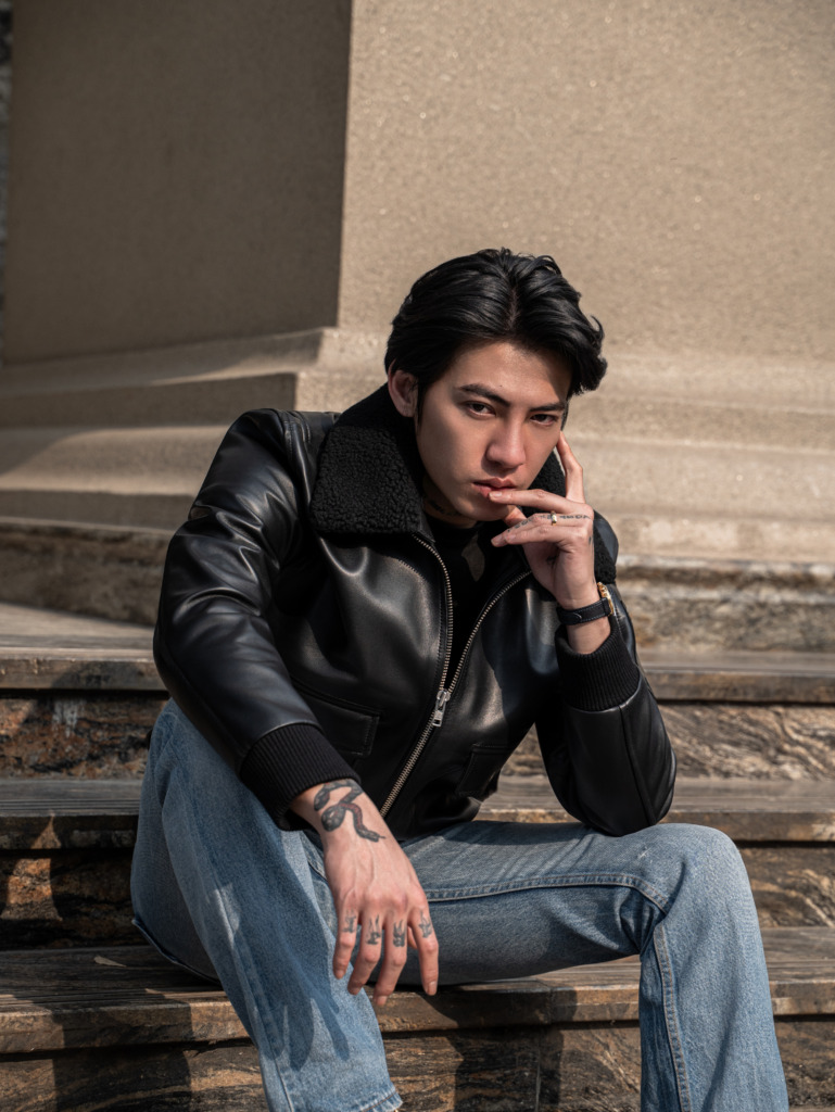 AVIATOR BOMBER LEATHER JACKET - Đen - Ảnh 23