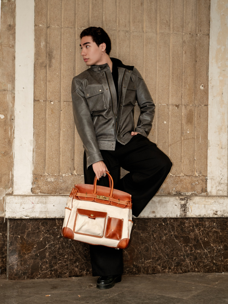 SANTOS BERKIN LEATHER BAG - Màu Be - Ảnh 3